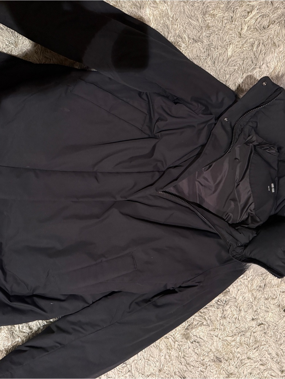 Uniqlo Down Black Hooded Puffer Coat